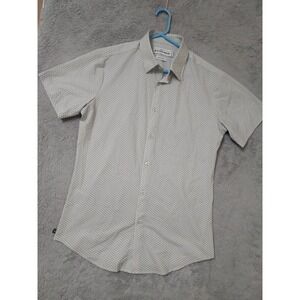 Mizzen Main Shirt Mens Medium Gray Blue Leeward Trim Fit Performance Geometric M